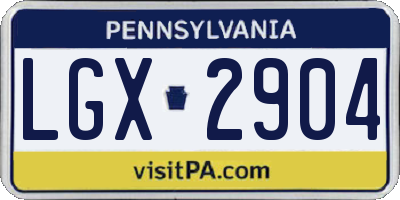 PA license plate LGX2904