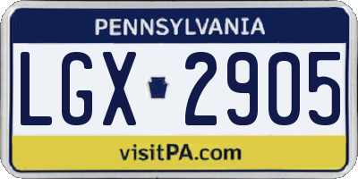 PA license plate LGX2905