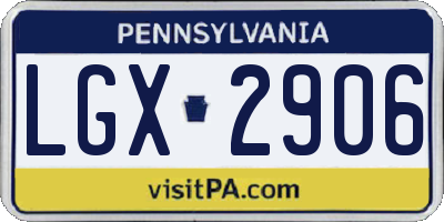 PA license plate LGX2906