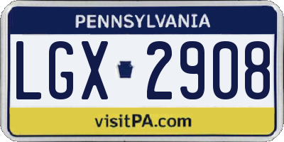 PA license plate LGX2908