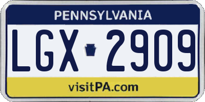 PA license plate LGX2909