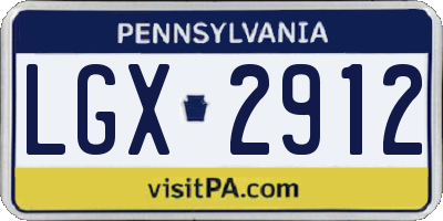 PA license plate LGX2912