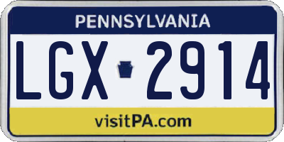 PA license plate LGX2914
