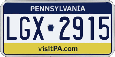 PA license plate LGX2915