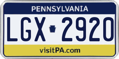 PA license plate LGX2920