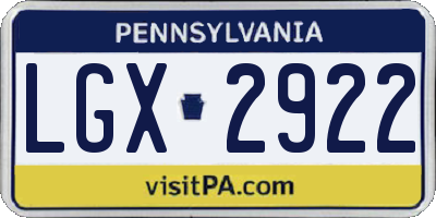 PA license plate LGX2922