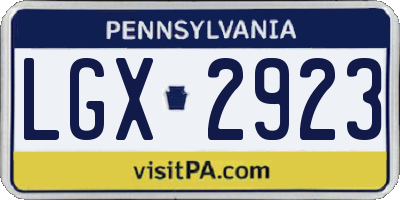 PA license plate LGX2923