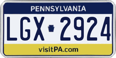 PA license plate LGX2924