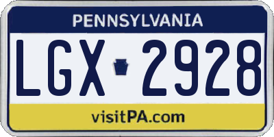 PA license plate LGX2928