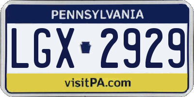 PA license plate LGX2929