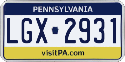 PA license plate LGX2931