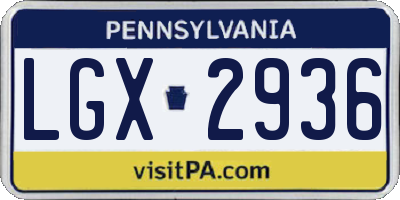 PA license plate LGX2936