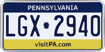 PA license plate LGX2940