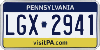 PA license plate LGX2941