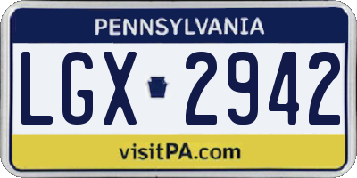 PA license plate LGX2942