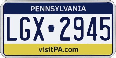 PA license plate LGX2945