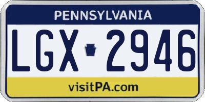 PA license plate LGX2946
