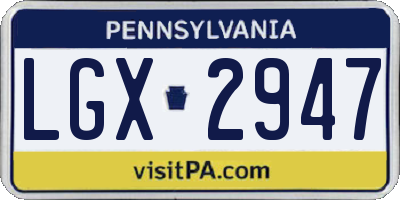 PA license plate LGX2947