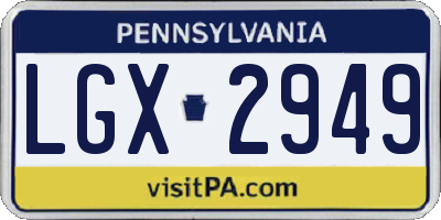 PA license plate LGX2949