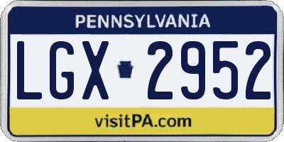 PA license plate LGX2952