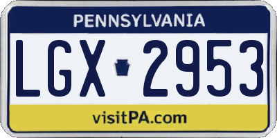 PA license plate LGX2953