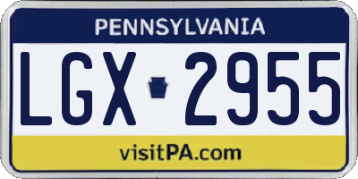 PA license plate LGX2955
