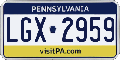 PA license plate LGX2959