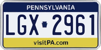 PA license plate LGX2961