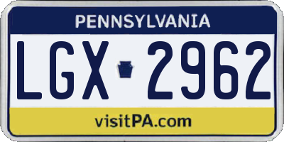 PA license plate LGX2962
