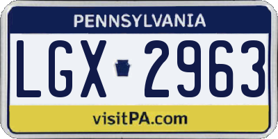 PA license plate LGX2963