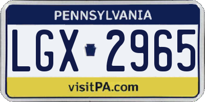 PA license plate LGX2965