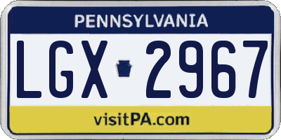 PA license plate LGX2967