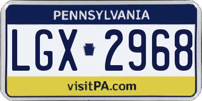 PA license plate LGX2968