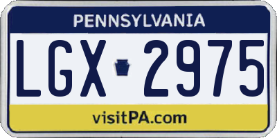 PA license plate LGX2975