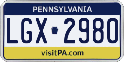 PA license plate LGX2980