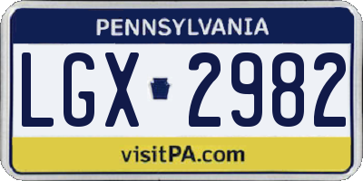 PA license plate LGX2982