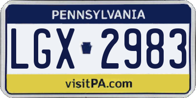 PA license plate LGX2983