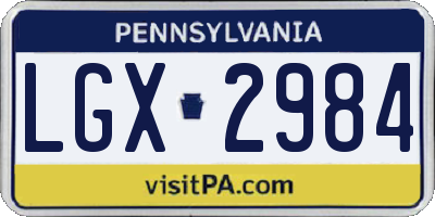 PA license plate LGX2984