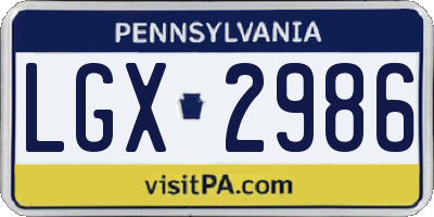 PA license plate LGX2986