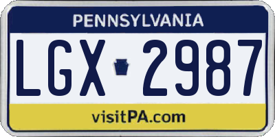 PA license plate LGX2987