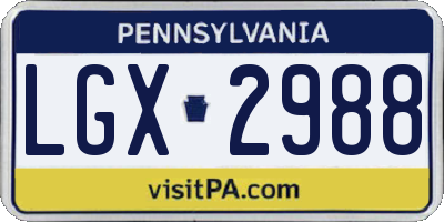 PA license plate LGX2988