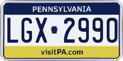 PA license plate LGX2990