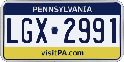 PA license plate LGX2991