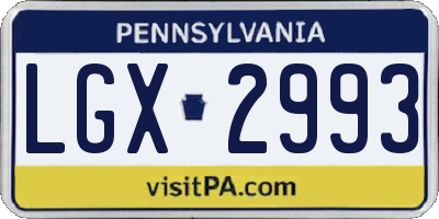 PA license plate LGX2993