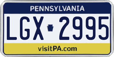 PA license plate LGX2995