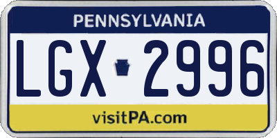 PA license plate LGX2996