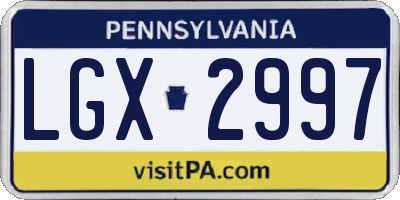 PA license plate LGX2997