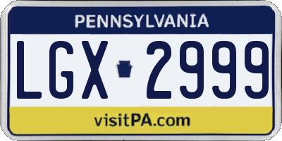 PA license plate LGX2999