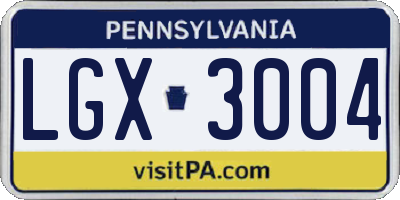 PA license plate LGX3004