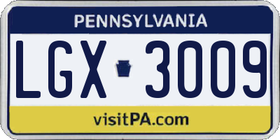 PA license plate LGX3009